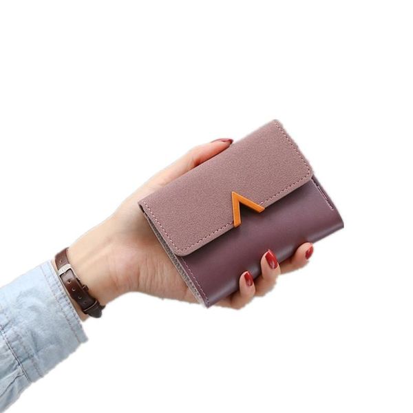 

wallets 2021 short women matte leather hasp small wallet pu solid purses s money fashion mini for girl, Red;black