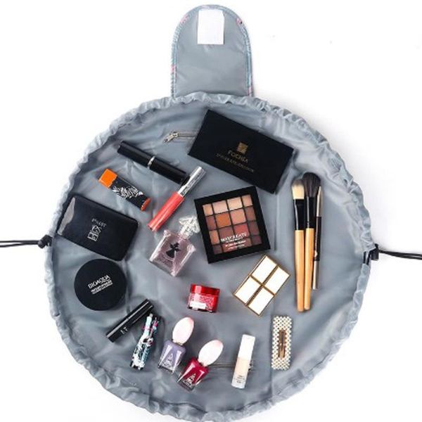 

neck ties drawstring slacker make-up bag portable net red bundle mouth wash travel multifunctional things storage, Blue;purple