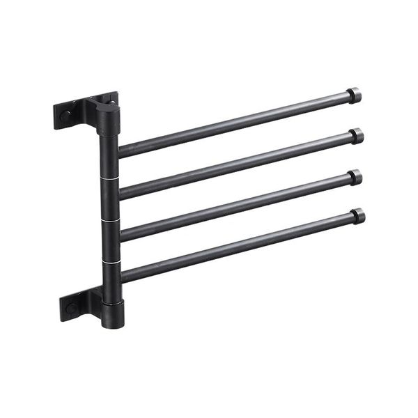 

towel racks swivel bar, 4-arm bathroom swing hanger rack holder storage organizer space saving wall mount