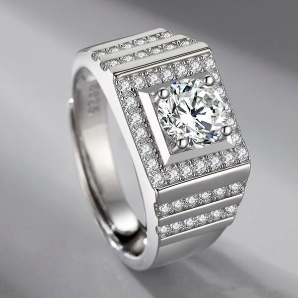 Ring aus S925-Sterlingsilber mit Mikro-Intarsien, Reihen von Diamanten, Persönlichkeit, veränderbar, modisch, leicht, luxuriös, Verlobungsschmuck, Geschenk