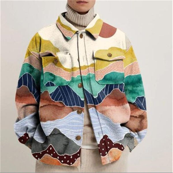 

men's jackets 2021 spring european american cross-border printing loose lapel trend youth jacket coat clothes, Black;brown