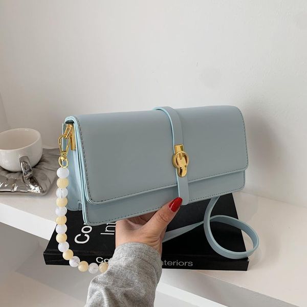 

evening bags leather beaded chain shoulder messenger for women 2021 small square bag fashion crossbody sac a main