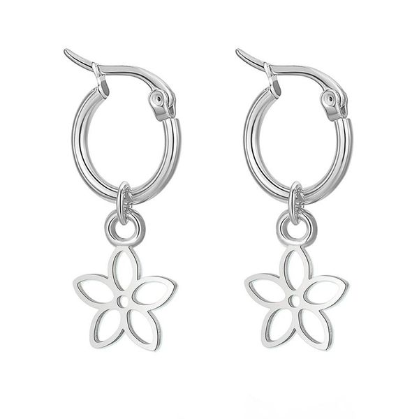 

hoop & huggie hapiship 2021 fashion stainless steel hollow sweet butterfly flower charm earring for women men everyday jewelry dj317, Golden;silver