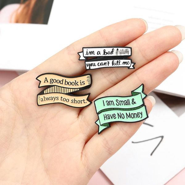 

pins, brooches good book enamel pins have no money bad girl word banner brooch clothes lapel backpack pin badge jewelry gift for friends, Gray