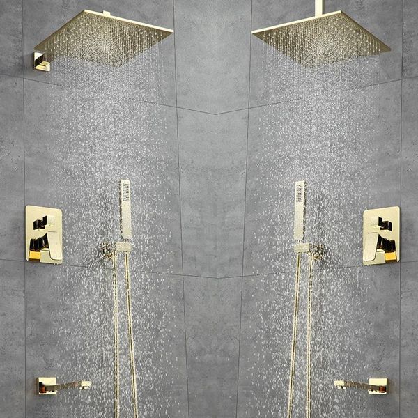 

gold bathroom shower faucet 10 inch shower head wall mount with hand para bath mixer water tap