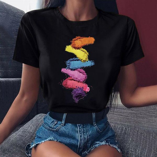 

women t-shirt 3d nail polish printed female tshirt cute female harajuku graphic t shirt o-neck clothes, White