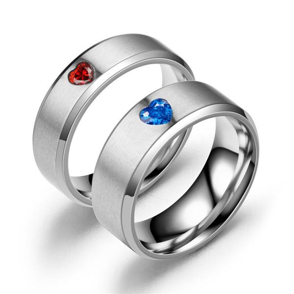 

wedding rings products peach heart shaped stainless steel ring titanium frosted couple gift, Slivery;golden
