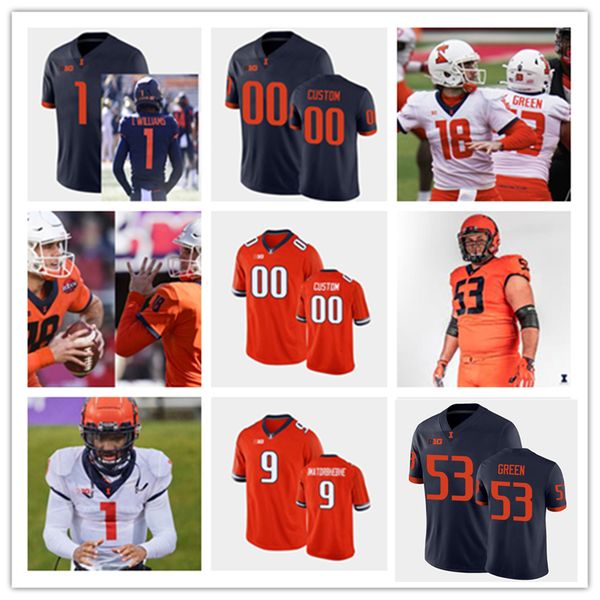 

custom illinois fighting illini football jersey cooper davis deuce spann jordyn slaughter 16 samari collier 4 khmari thompson pat bryont jos, Black