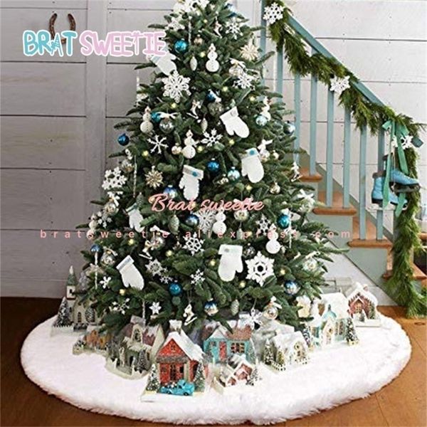 Bianco peluche gonna albero di Natale grembiuli albero di Natale tappeto decorazioni Navidad per la casa Capodanno Natale Decor 201017