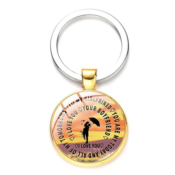 

i love you ,your girlfriend key chains for men convex glass black vintage keyring car backpack key accessories boyfriend gifts, Silver