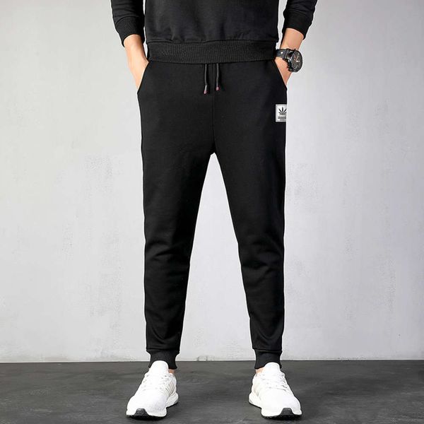 

autumn and winter cashmere thickened leisure sports pants men's fattening oversize warm lamb cashmere small foot cotton pants, Black