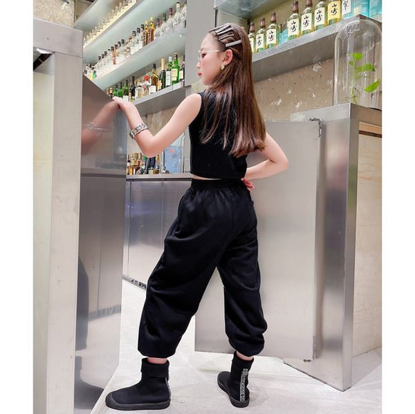 

new good quality factory price fashion selling childrens two-piece jazz dance casual outfit, White