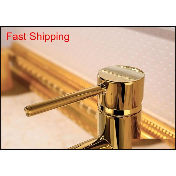 

golden color bathroom sink mixer faucet deck mounted gold water mixer tapware round style 2 height f qyltie dh_seller2010