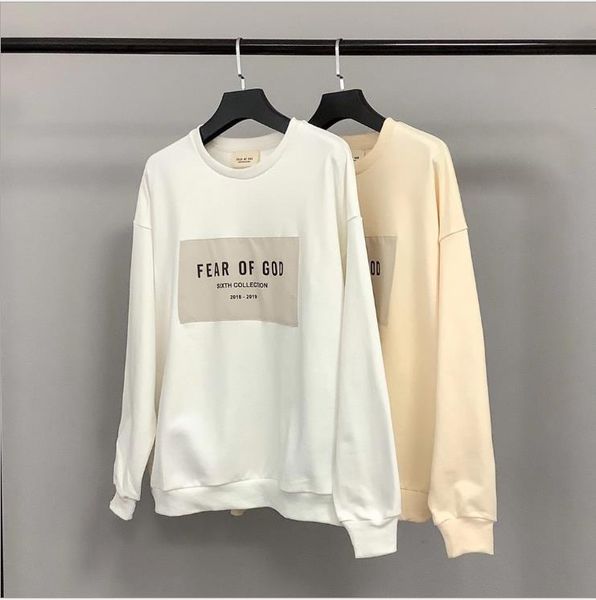 

fog essentials new double-line front patch hedging men and women loose round neck long-sleeved sweater net red trend, Black