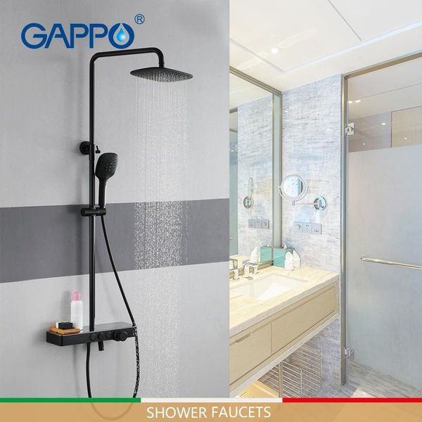 

gappo shower faucets 3 function shower faucet mixer brass and stainless steel rainfall set mixer tap black faucet