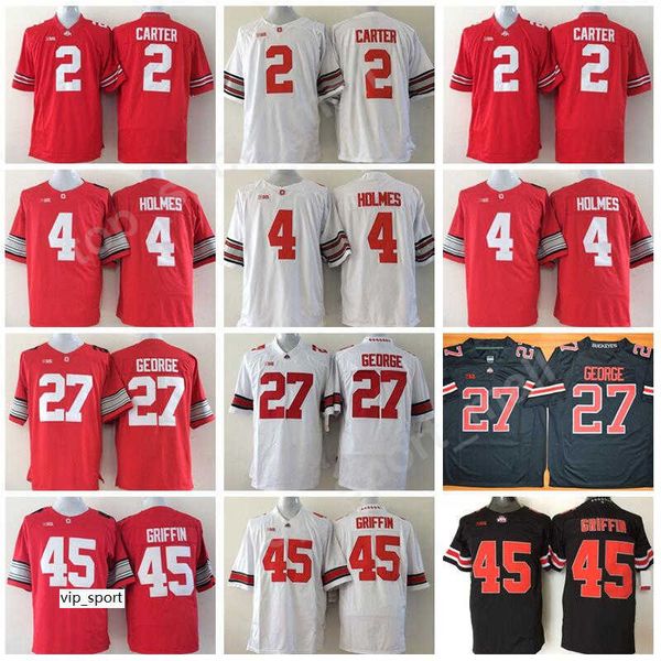 

men football 2 cris carter jersey ohio state buckeyes college 4 santonio holmes eddie george 45 archie griffin embroidery black red white