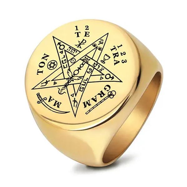 

cool men handmade star seal engraved smooth stainless steel ring custom logo band rings, Silver