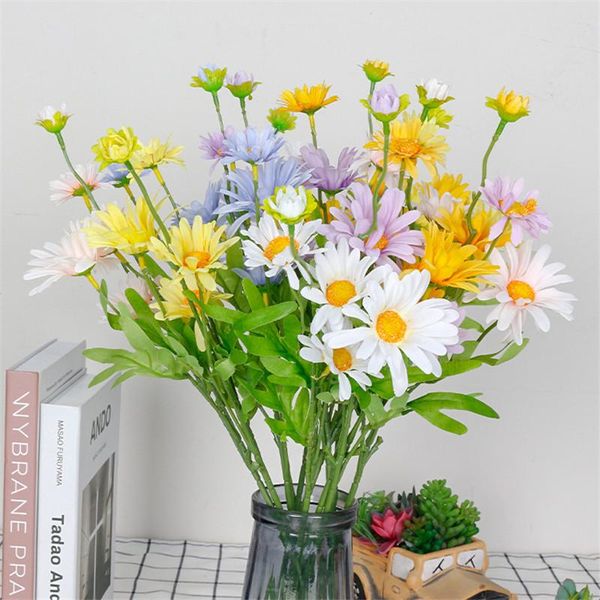

decorative flowers & wreaths 2021 artificial 5head daisy christmas wedding decoration sunflower fake bouquet living room table home decor