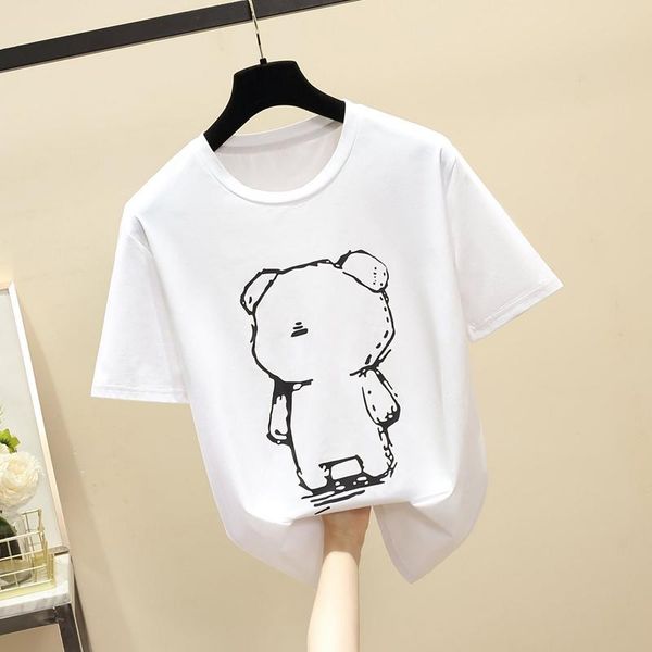 

women's t-shirt 2021summer plus size cotton women tshirt dark forest print o-neck short sleeve white female t shirt tees top