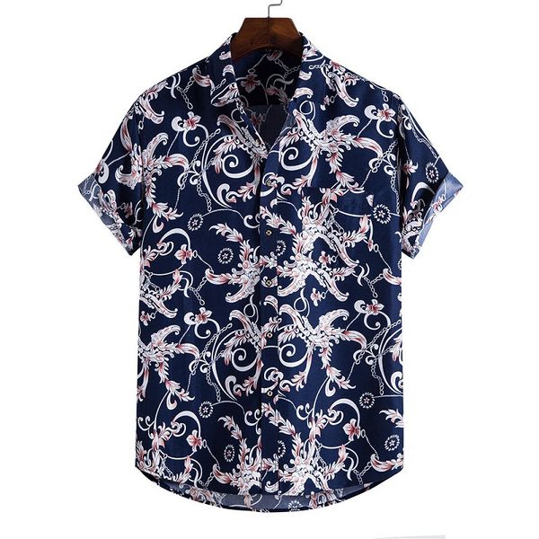 

men's short-sleeved shirt loose casual printed beach shirt seaside vacation casual hawaiian style clothing, White;black
