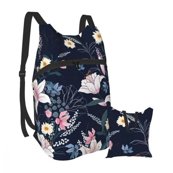 

backpack packable foldable outdoor folding handy travel bag for men women tropical botanical flowers