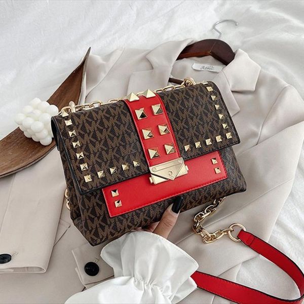 

evening bags fashion lady rivet small square bag 2021 leisure shoulder buckle zipper messenger