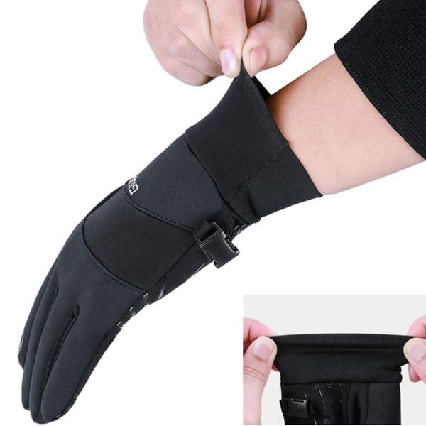 

cycling gloves outdoor bicycle touchscreen winter warm waterproof mittens, Black