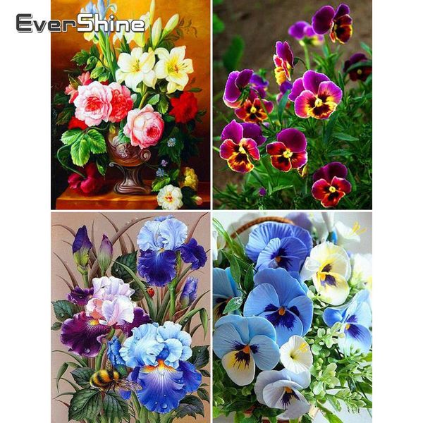 

diamond painting evershine embroidery sale flowers cross stitch 5d flower rhinestones pictures art home decor