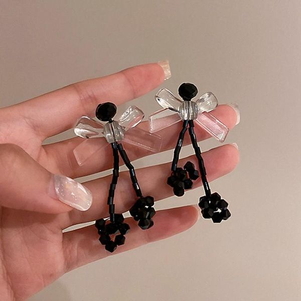 

stud fashion earrings crystal flower acrylic bow tassel geometric ladies banquet temperament accessories, Golden;silver