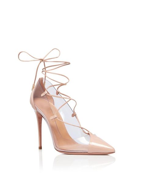

dress shoes cross-strap transparent thin heels pointed toe lace-up lady patchwork pumps high heel single zapatos mujer, Black