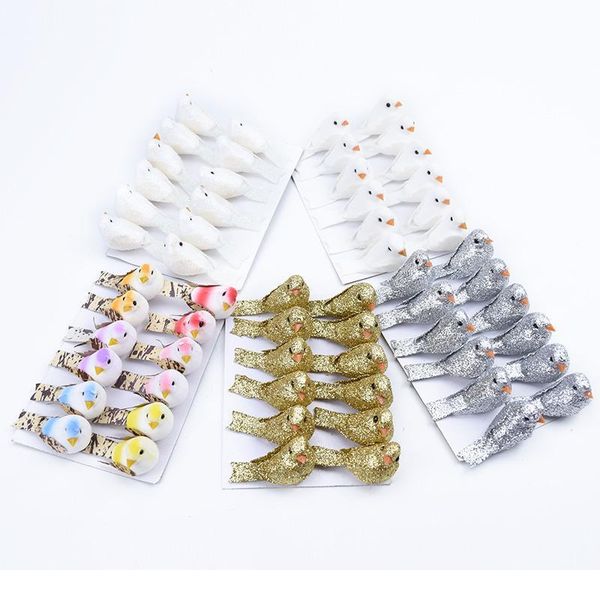 

12pcs fake foam gold bird christmas wreath decorations for home wedding party kids toys fridge sticker artificia jllbvl