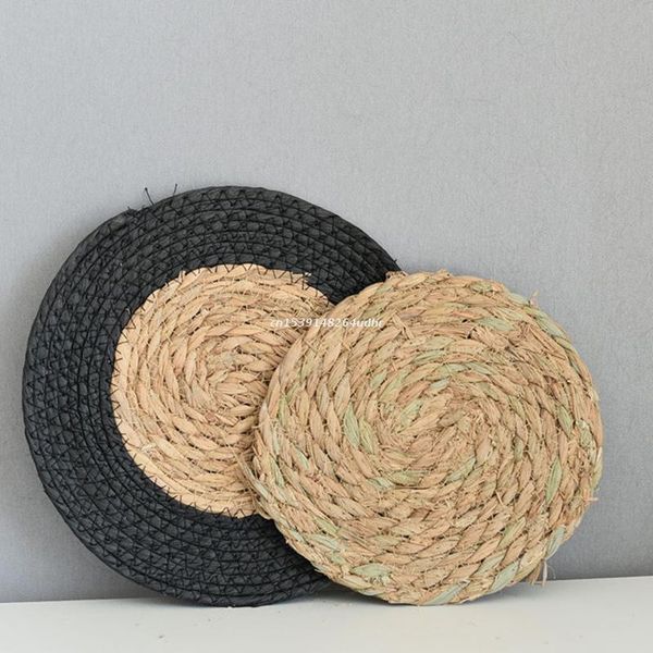 

mats & pads japanese style braided placemat handmade weave dining table mat insulation pad dropship