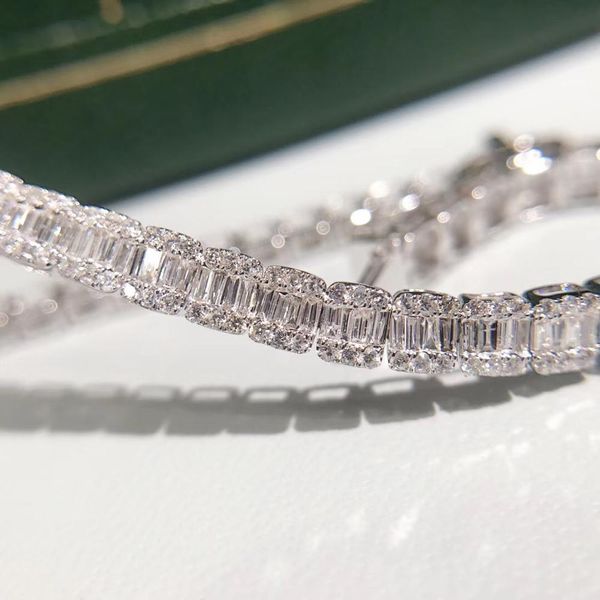 

trendy style solid 18k yellow white gold 2.60ct gf color diamond bracelet women test positive, Black