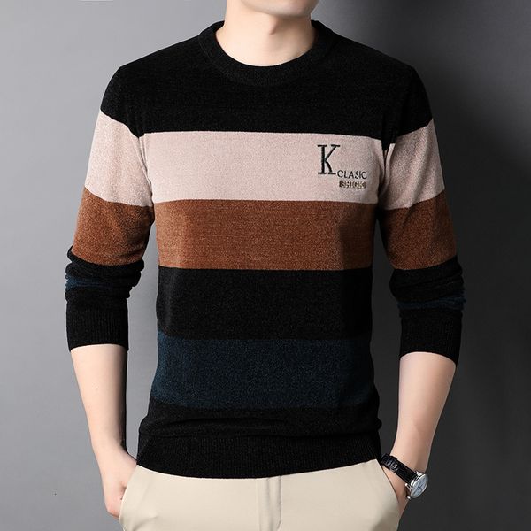 

autumn long sleeve youth t-shirt stripe crew neck thin fashion men's t-shirt, Black