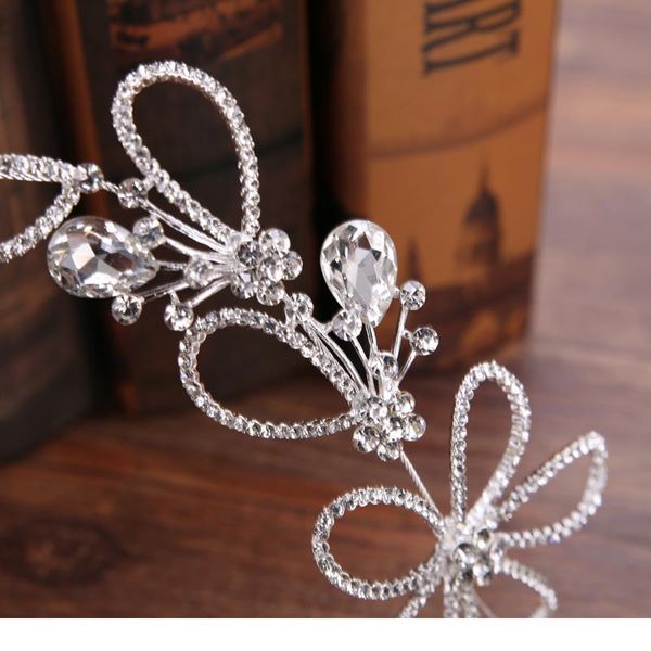 

trendy silver color flower rhinestone crystal wedding headband hairpins bridal tiara women hair jewelry wedding hair acc qylzpq