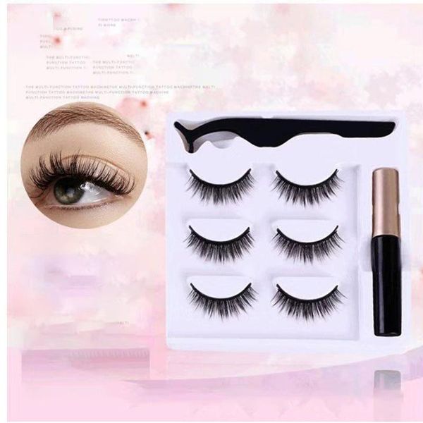 

false eyelashes 3 pairs 3d mink magnetic waterproof lasting eyeliner magnet makeup extension