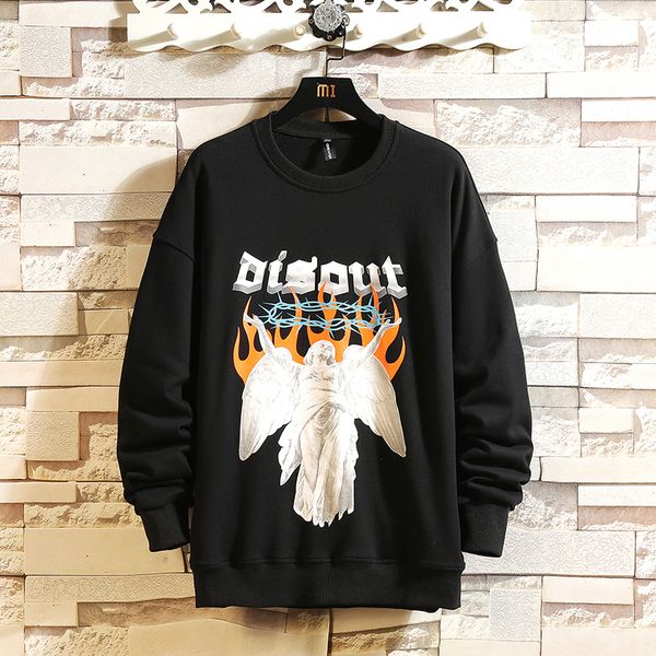 

2021 new fashion unissweatshirts long sleeve angel printed male casual pullovers female big size 6x2c, Black