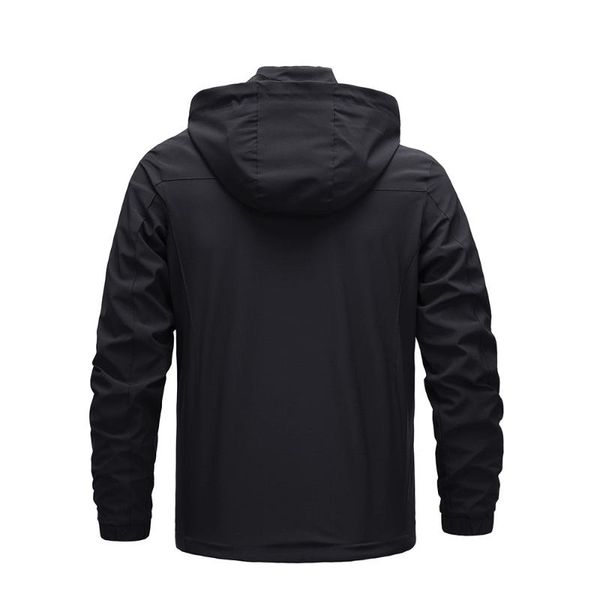 

men's jackets windproof and waterproof jacket with hood removable outdoor solid color autumn windbreaker men, Black;brown