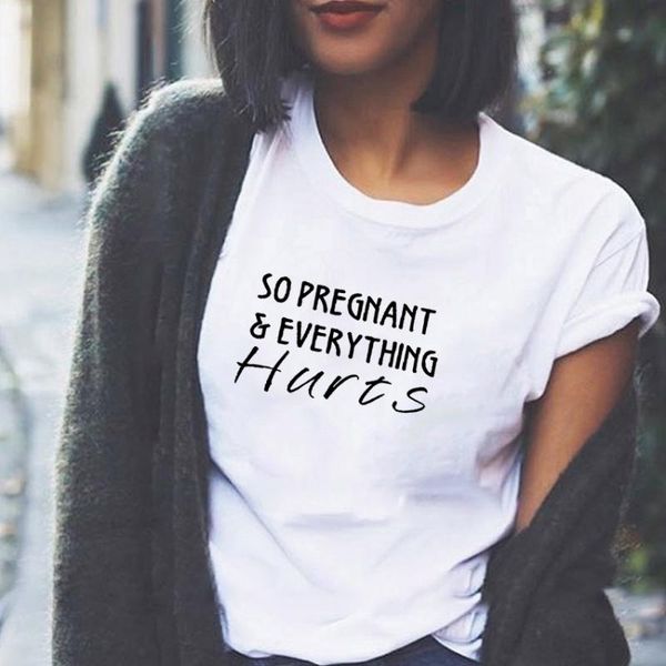 

women's t-shirt so pregnant printed short sleeve women summer o-neck cotton t shirt casual loose tee femme black & white