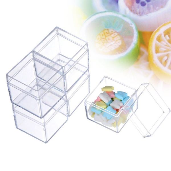 Подарочная упаковка 24pcs Полая куба прозрачная пластиковая конфеты имитировать хрустальную сумку