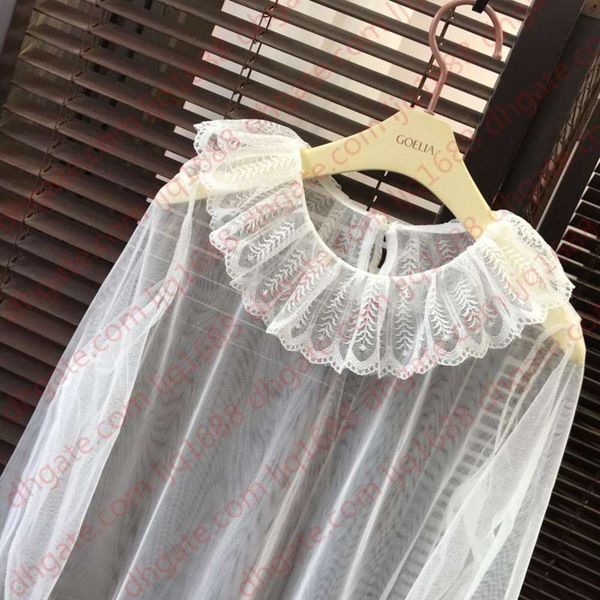 

women transparent mesh patchwork tee shirts blouses girls full flare sleeve shirts clothing for ladies, White