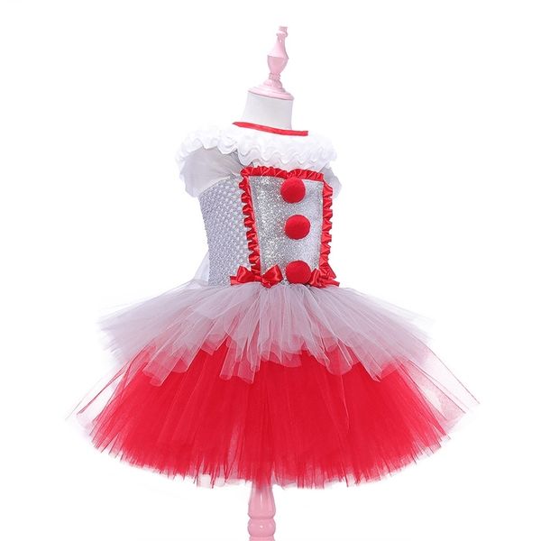 

21 new changing girl's gauze fluffy skirt halloween children's clown soul dance performance dress, Black;red