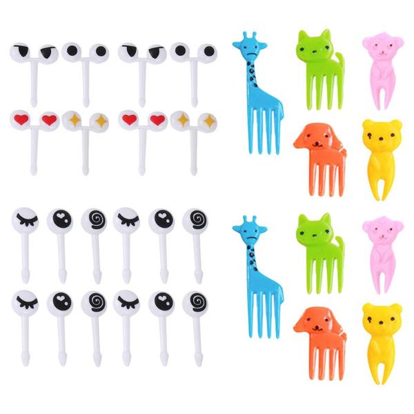 

forks 40pcs cartoon mini bento fruit picks for home (random color)