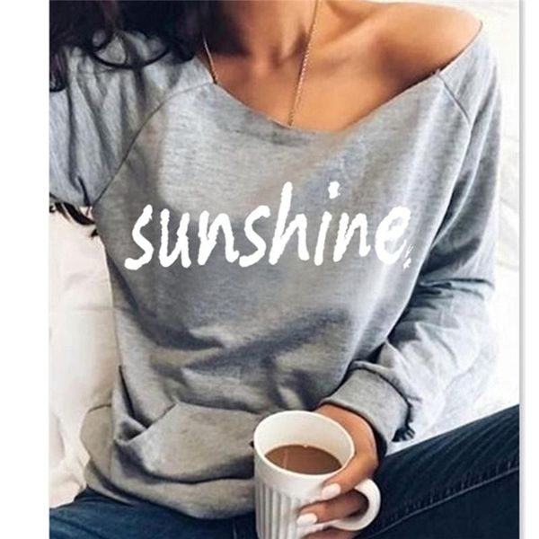 

women's hoodies & sweatshirts letters sunshine print long sleeve fashion autumn winter womens ladies casual loose pullover jumper 2xl, Black