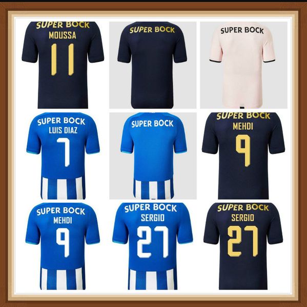 

21 22 luis diaz pepe mens soccer jerseys marcano mehdi otvio srgio home blue white away football shirt short sleeve uniforms 10, Black;yellow