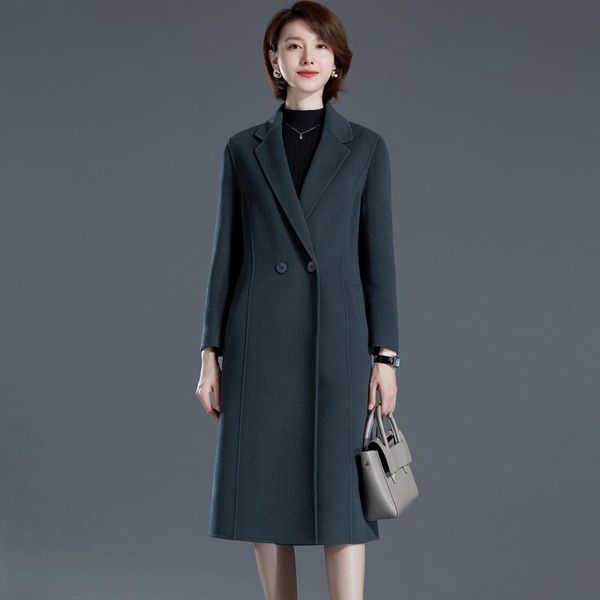 

women's wool & blends womens winter coat cashmere plaid female and blouses warm plus size fashions jacket, Black