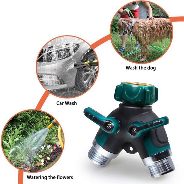 

metal body hose connector set heavy duty brass garden hose splitter y faucet adaptor comfortable rubberized grip