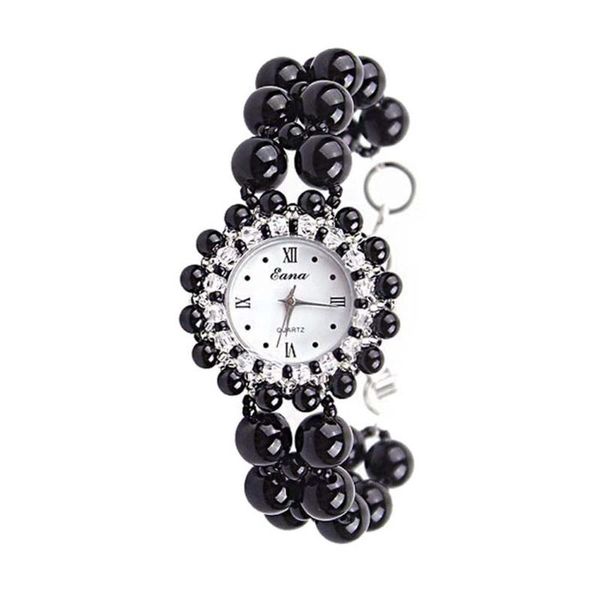 

wristwatches obsidian band women quartz watches ladies watch black jade stone bracelet wistwatch luxury strap, Slivery;brown