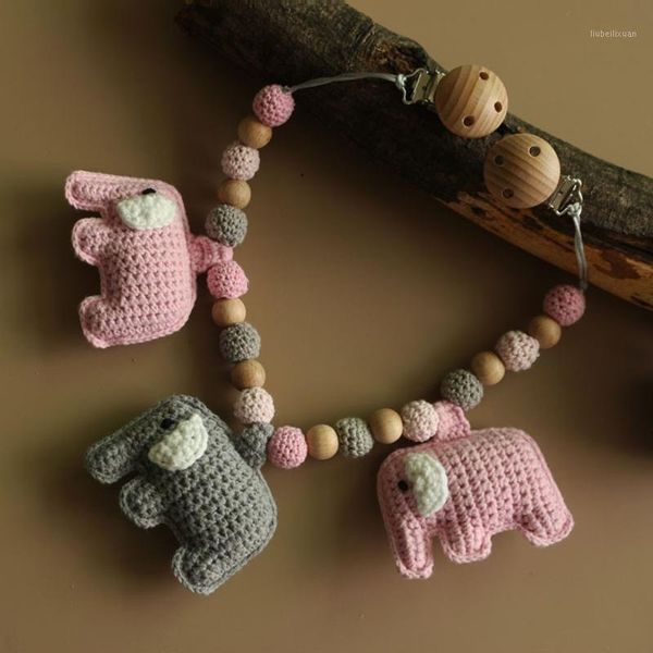 

stroller parts & accessories y55b pacifier chain rattle pram clip baby pendant teether crochet beads elephant infants nursing chewing toys1