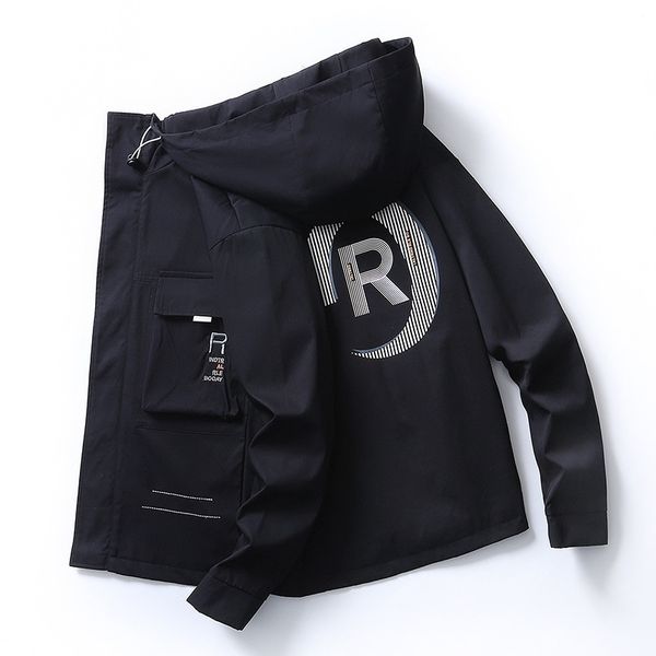 

13 youth and autumn coat 14-year-old junior high school student 15 trend jacket big boy handsome spring clothes, Black